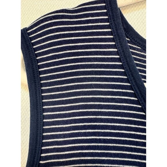 J. Crew Women's Striped Sleeveless Dress L Navy & White Cotton Blend - Picture 3 of 10